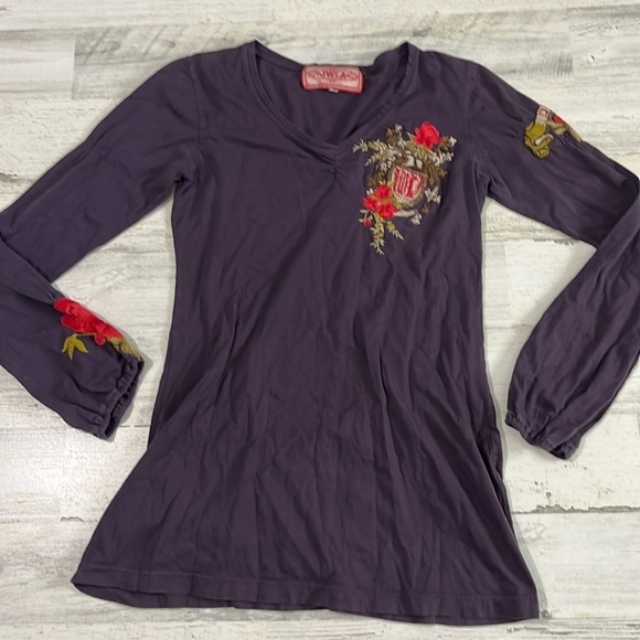 Johnny Was Tops - Johnny Was JWLA Embroidered Long Sleeve Tee Size Small
